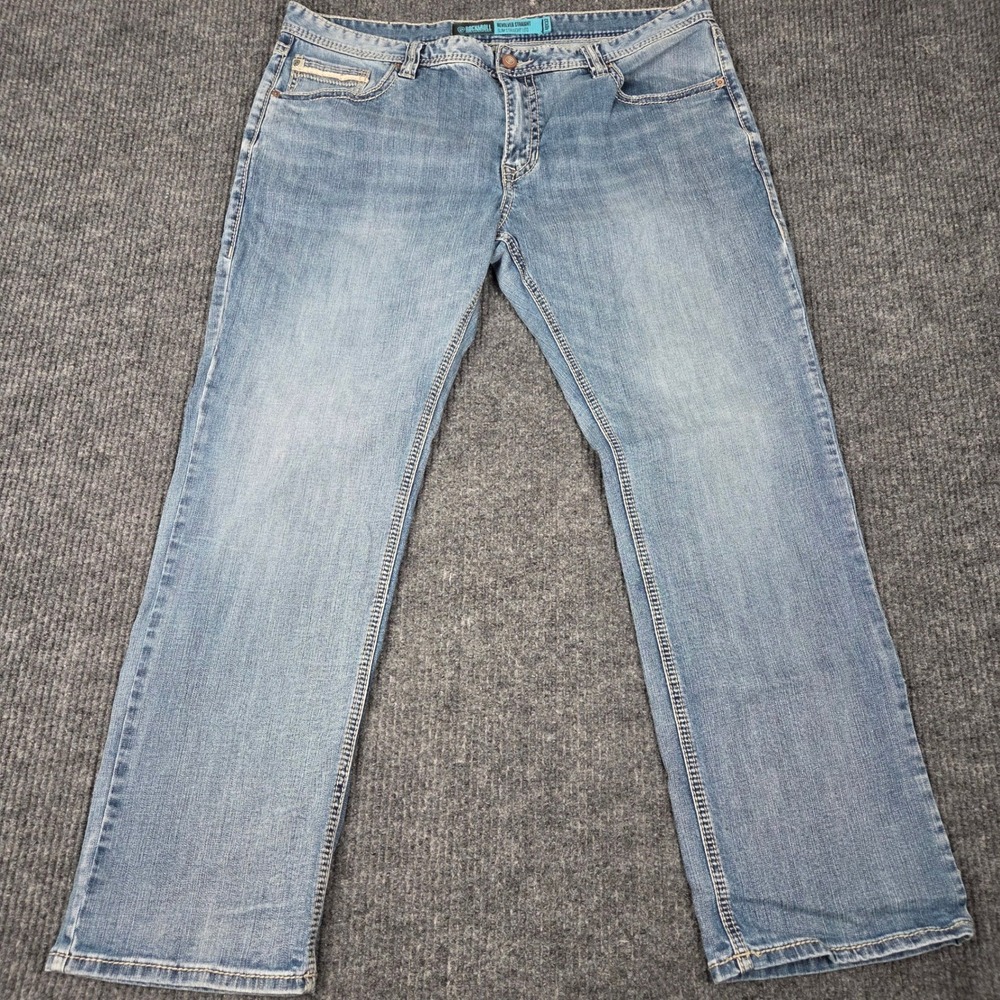 Rock & Roll Denim Revolver Straight Jeans Mens 40x32 Slim Straight Leg Blue Wash